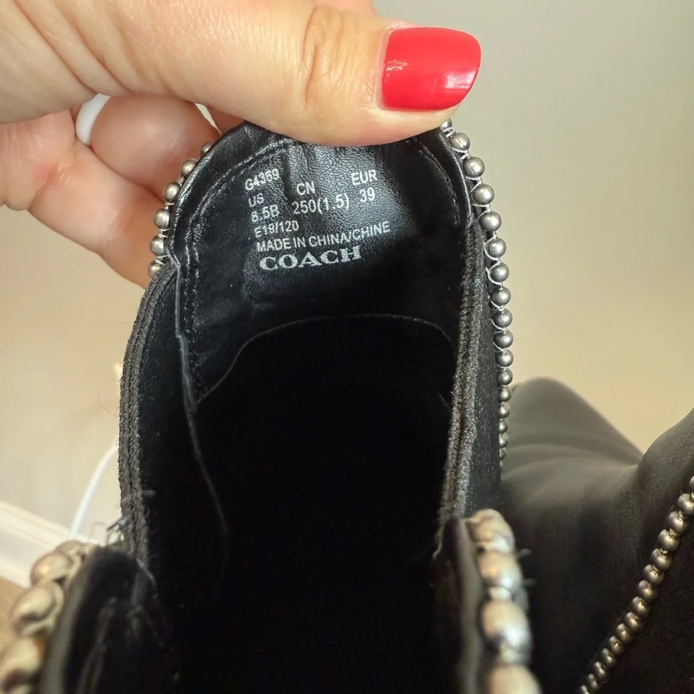 Coach Bowery Ball Chain Leather Ankle Bootie Size 8.5